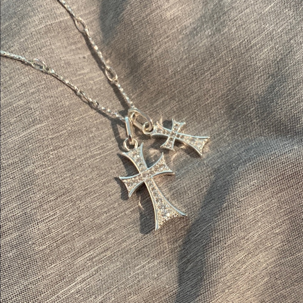 Silver Crystal Cluster Necklace Minimalist Design